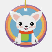 かわいい漫画の犬のイラストレーション セラミックオーナメント (裏面)