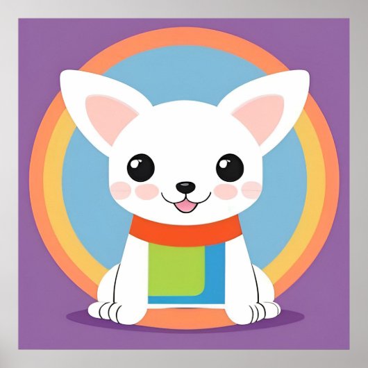 かわいい漫画の犬のイラストレーション ポスター (正面)