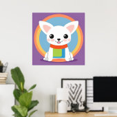 かわいい漫画の犬のイラストレーション ポスター (ホームオフィス)