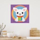 かわいい漫画の犬のイラストレーション ポスター (キッチン)