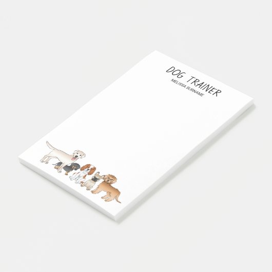 かわいい漫画の犬のイラストレーション – 犬のトレーナー ポストイット (アングル)