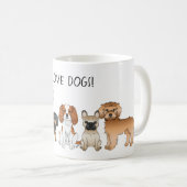 かわいい漫画の犬のイラストレーション – 私は犬を愛する コーヒーマグカップ (正面右)