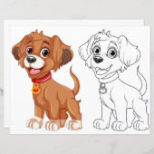 かわいい漫画の犬のカラーリングページ (正面/裏面)