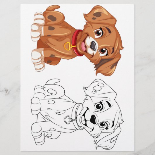 かわいい漫画の犬のカラーリングページ チラシ (正面)