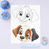 かわいい漫画の犬のカラーリングページ チラシ (シングル)