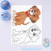 かわいい漫画の犬のカラーリングページ チラシ (シングル)