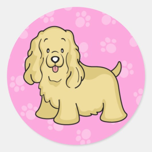 かわいい漫画の犬のコッカースパニエル犬シール ラウンドシール (正面)
