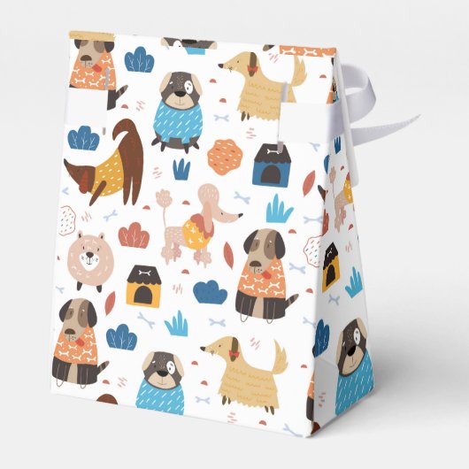 かわいい漫画の犬のテーマ誕生日パーティー フェイバーボックス (裏面サイド)