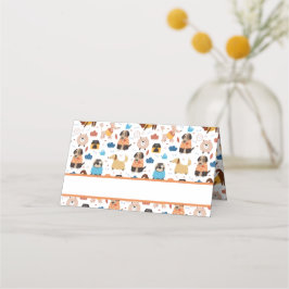 かわいい漫画の犬のテーマ誕生日パーティー プレイスカード