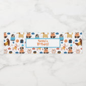 かわいい漫画の犬のテーマ誕生日パーティー ペットボトルラベル (シングルラベル)