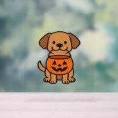 かわいい漫画の犬のトリックまたは治療クラシックのTシャツ アクリルサイン (ニュートラル)