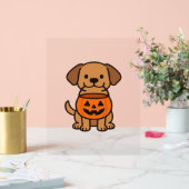 かわいい漫画の犬のトリックまたは治療クラシックのTシャツ アクリルサイン (ウェディング)