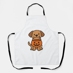 かわいい漫画の犬のトリックまたは治療クラシックのTシャツ エプロン