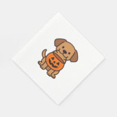 かわいい漫画の犬のトリックまたは治療クラシックのTシャツ スタンダードランチョンナプキン (角)