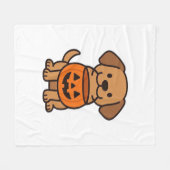 かわいい漫画の犬のトリックまたは治療クラシックのTシャツ フリースブランケット (正面(横))