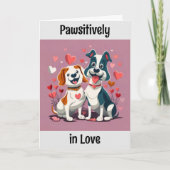 かわいい漫画の犬のバレンタインデー カード (正面)