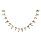 かわいい漫画の犬のパーティーハットの少女の誕生日 バンティングフラッグ (全)