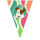 かわいい漫画の犬のパーティーハットの少女の誕生日 バンティングフラッグ (第3の旗)