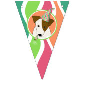 かわいい漫画の犬のパーティーハットの少女の誕生日 バンティングフラッグ (第2の旗)