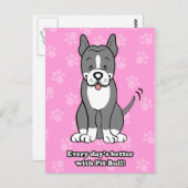 かわいい漫画の犬のピットブルはがき ポストカード (正面/裏面)