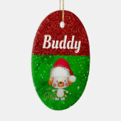かわいい漫画の犬のペット名クリスマス セラミックオーナメント (右)