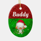 かわいい漫画の犬のペット名クリスマス セラミックオーナメント (裏面)