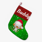 かわいい漫画の犬のペット名 スモールクリスマスストッキング (正面 (吊り時))