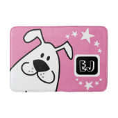 かわいい漫画の犬のモノグラム バスマット (正面)