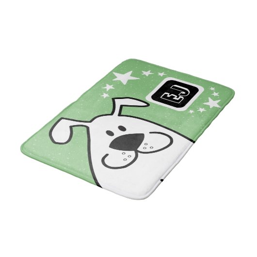 かわいい漫画の犬のモノグラム バスマット (アングル)