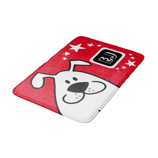 かわいい漫画の犬のモノグラム バスマット (アングル)