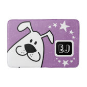 かわいい漫画の犬のモノグラム バスマット (正面)