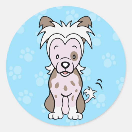 かわいい漫画の犬の中国の紋付きステッカー ラウンドシール (正面)