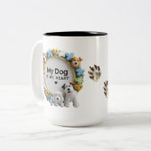 かわいい漫画の犬の二音マグカップ(15oz) ツートーンマグカップ (正面左)