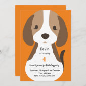 かわいい漫画の犬の子供の誕生日パーティの招待状 招待状 (正面/裏面)