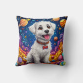 かわいい漫画の犬の宇宙 クッション (裏面)