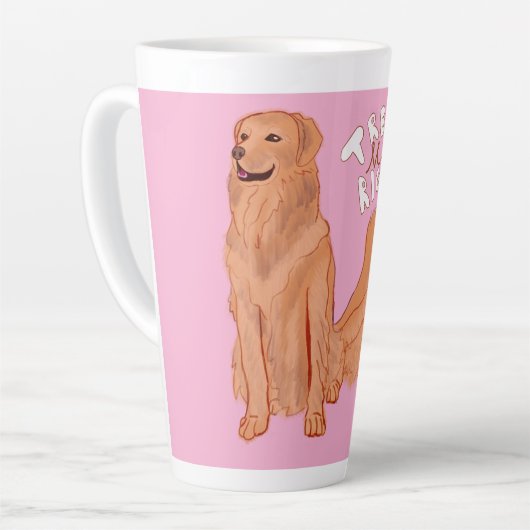 かわいい漫画の犬の引用文 カフェラテマグ (左アングル)