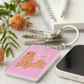 かわいい漫画の犬の引用文 キーホルダー (正面右)