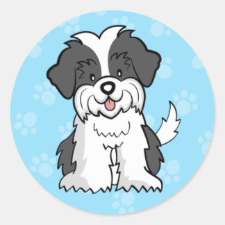 かわいい漫画の犬シーズー(犬)Tzuステッカー ラウンドシール