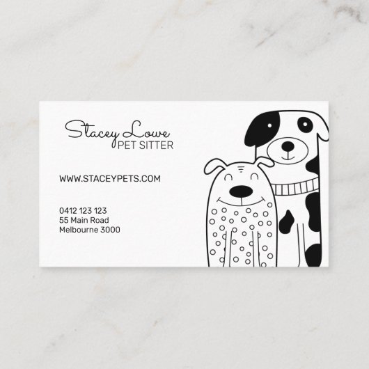 かわいい漫画の犬ペットシッター |ドッグウォーカー 名刺 (裏面)