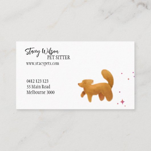 かわいい漫画の犬ペットシッター |ドッグウォーカー 名刺 (裏面)