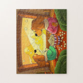 かわいい漫画の犬ポップコーンと映画 ジグソーパズル (縦)