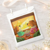 かわいい漫画の犬ポップコーンと映画 フェイバーバッグ (クリップ留めされた状態)