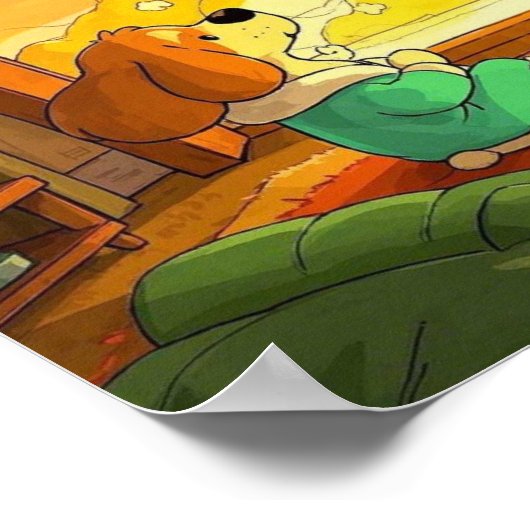 かわいい漫画の犬ポップコーンと映画 ポスター (角)