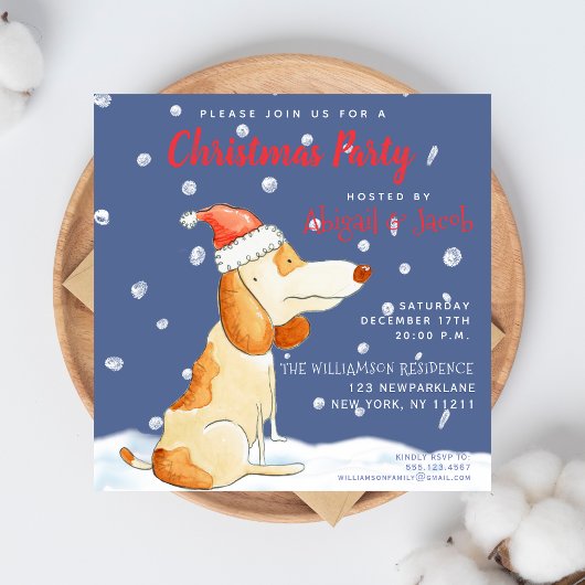 かわいい漫画の犬 – クリスマスパーティー 招待状