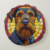 かわいい漫画の犬 ラウンドクッション (裏面)