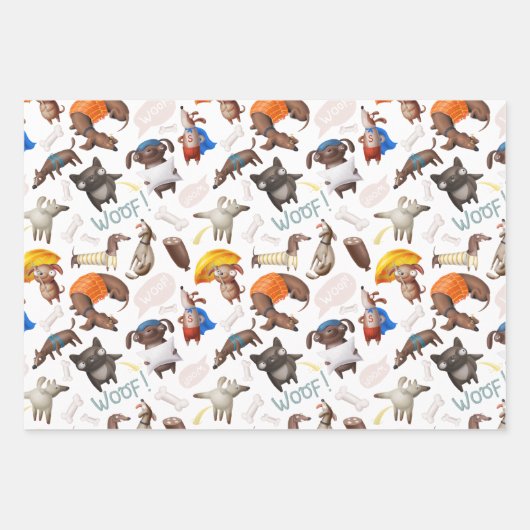 かわいい漫画の犬 ラッピングペーパーシート (正面3)