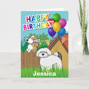 かわいい漫画の犬 隣人の誕生日 カード