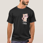 かわいい漫画の猫がこんにちはと言う Tシャツ (正面)