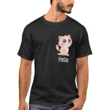 かわいい漫画の猫がこんにちはと言う