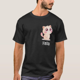 かわいい漫画の猫がこんにちはと言う Tシャツ